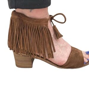 Kennel & Schmenger gorgeous brown suede fringe chunky heel sandal size (4) EU37